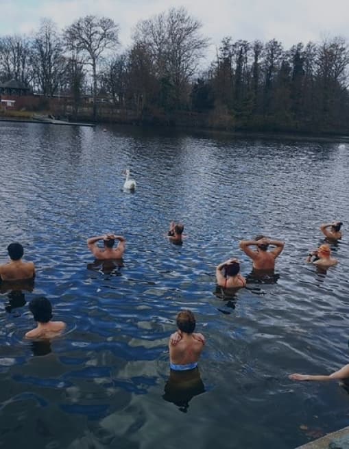 Ice Dippers in a Berlin lake